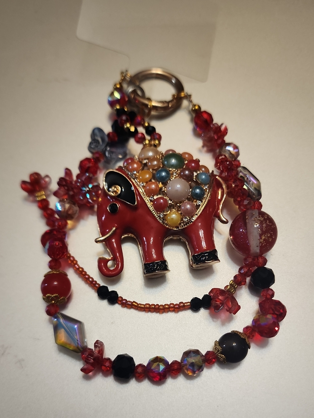 Colorful Red Elephant Phone Charm - Unbranded Women